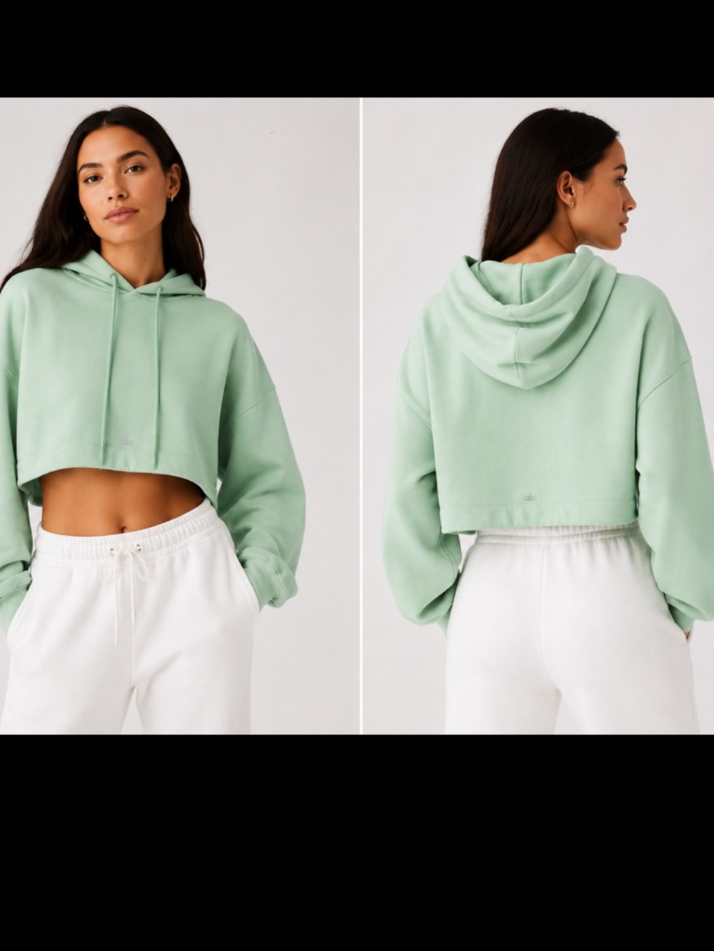 Alo Yoga Bae Hoodie Mint Green Cropped Sweatshirt Size XS